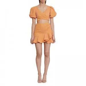 SS2385 Micro Cotton Cut Out Shirt Button Up Blouse, trumpet Skirts