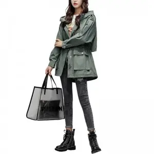 SS23104 Cotton Poplin be washed zipper Coat hoodie Jacket