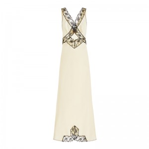 749  Lace-Trimmed Cutout Silk Maxi Dress
