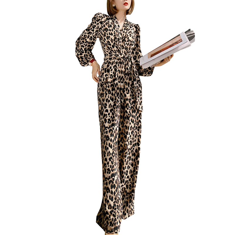 SS2311 Rayon Viscose Leopard printed Veck playsuit Jumper (3)