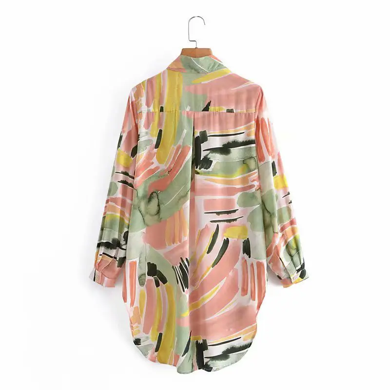 SS2395 Silk Satin Standard Blouse Digital Printed womens button UP Shirts (6)