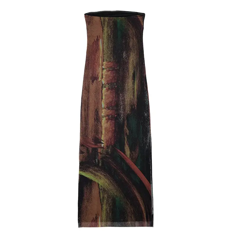SS2397 Recycled Mesh Full Placement Printed Tube Long Dress