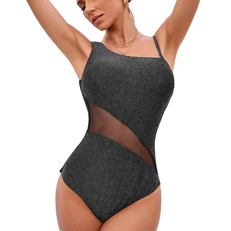 SS230708 Recycled Bikini Single shoulder Sliver Stretch suit One piece