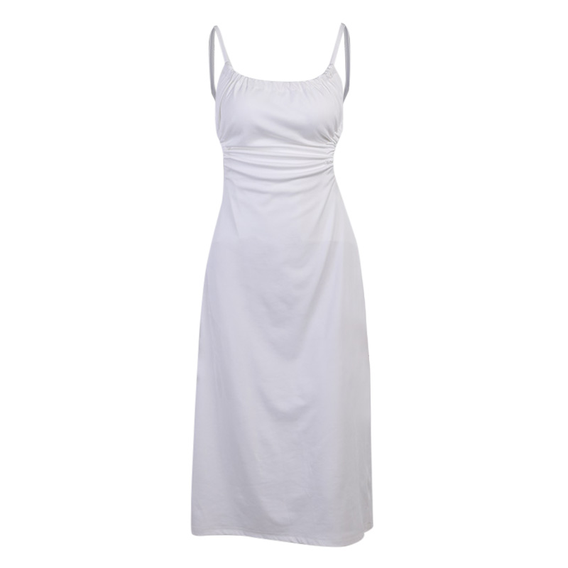 SS2331 Recycled Polyester Blend Cut Out off shoulder Suspender long dress (3)