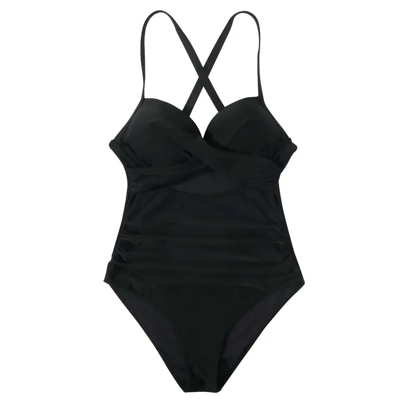 SS230706 Bikini off-shoulder multi-colur large size backless pleated retro one-piece printed swimsuit