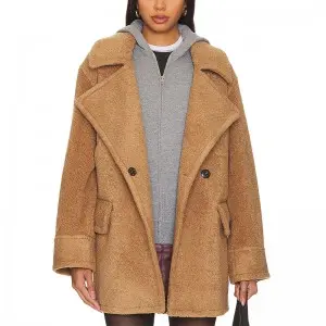 747 Wool Blend Overcoat Lapel Mid Jacket Blacer