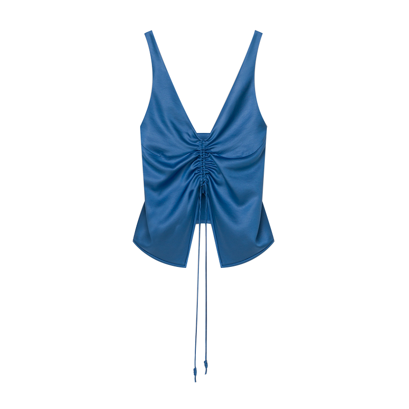 SS2327 Cupro V neck tied Crop top and Wrap tied skirts (1)