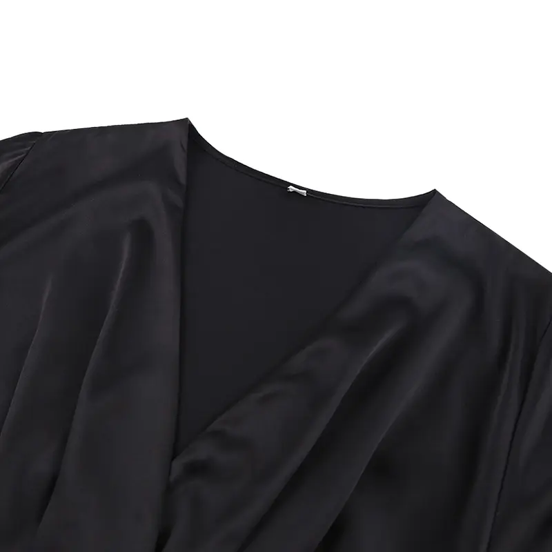 SS2339 Cupro Lantern long Sleeve Womens Blouse Shirts Dress The French Romance of the Trendy “Devil”