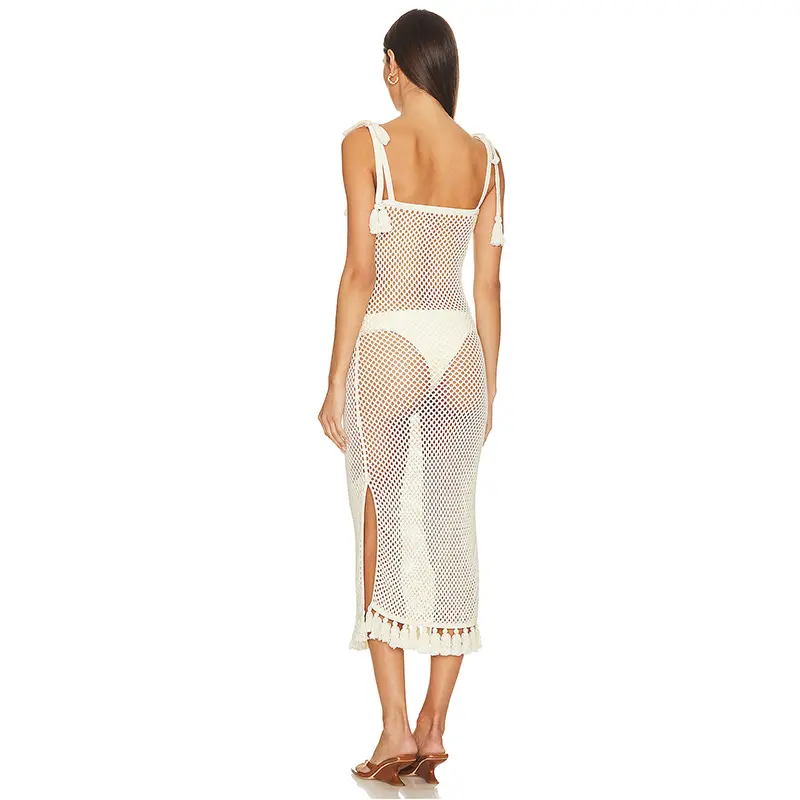 SS230723 Cotton Crochet Bom Frill Knitwear Tank Long dress