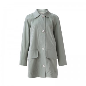 SS23107 Cotton Canvas Square Neck Raglan sleeve Vintage mid Length Jacket Coat