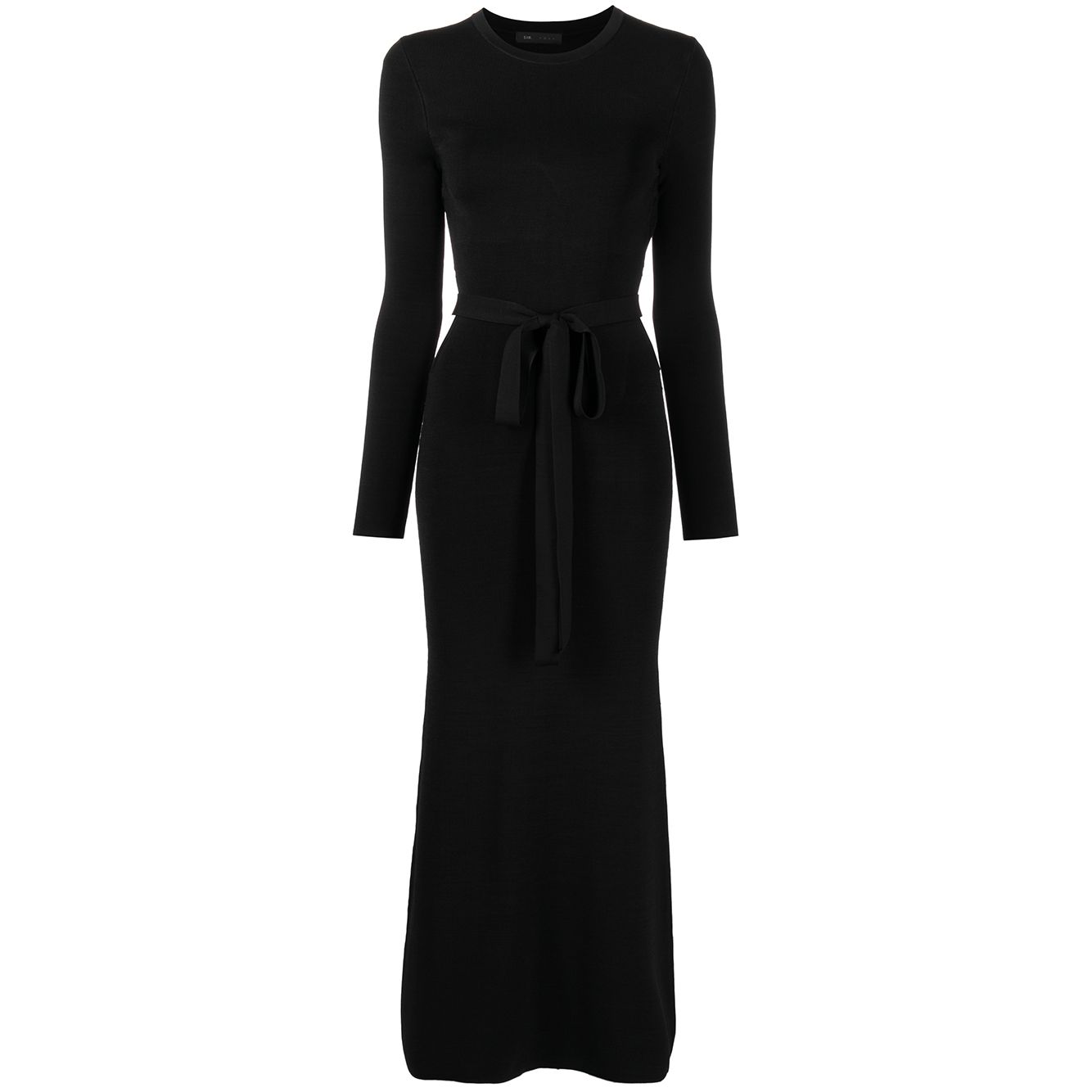 SS2320 Wool Blend tied Cut out Back Round Neck Waistband Kint long dress (4)