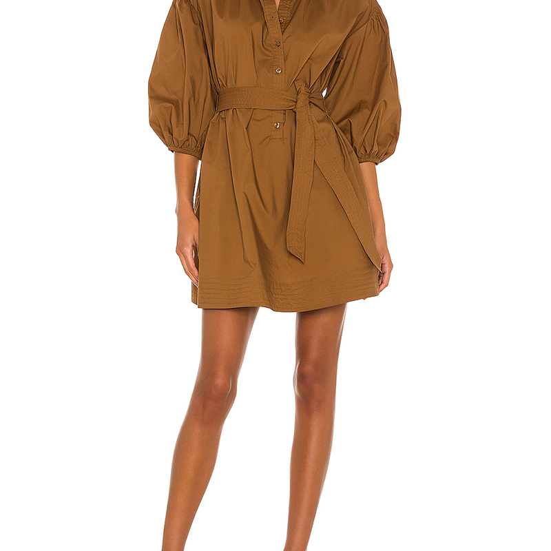 SS2384 Cotton Linen Stand Neck button Up Mid Sleeven Womens blouse Dress (2)
