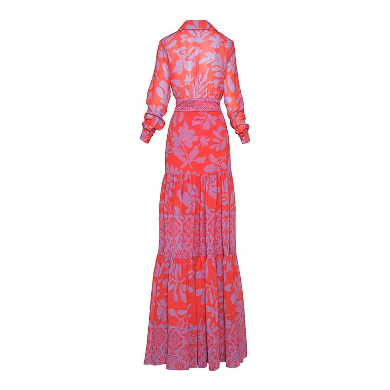 756 Andres Otalora Print Isidra Chiffon Maxi Dress