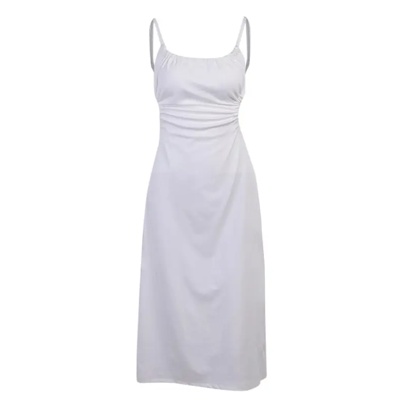 SS2331 Recycled Polyester Blend  Cut Out  off shoulder Suspender long dress (3)