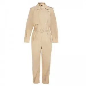 SS23116 Cotton Drill Long Sleeve Button Up coat  belot Playsuit Jumpsuit.