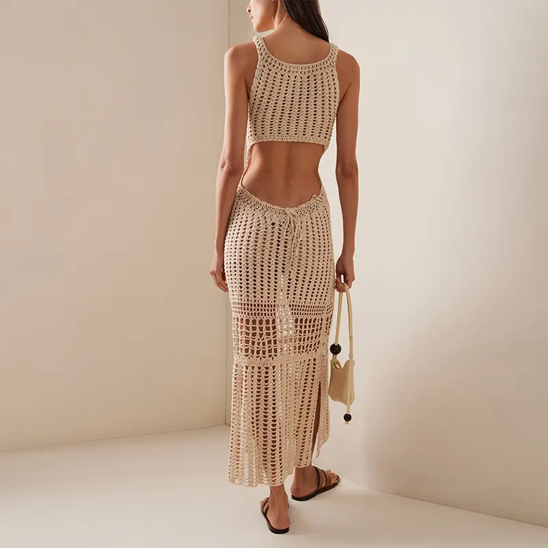 755 Crotch Knit long Tank Dress swim Ivory Long dress