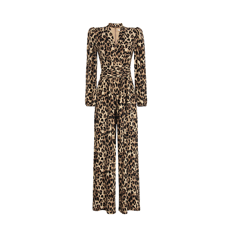 SS2311 Rayon Viscose Leopard printed Veck playsuit Jumper (2)