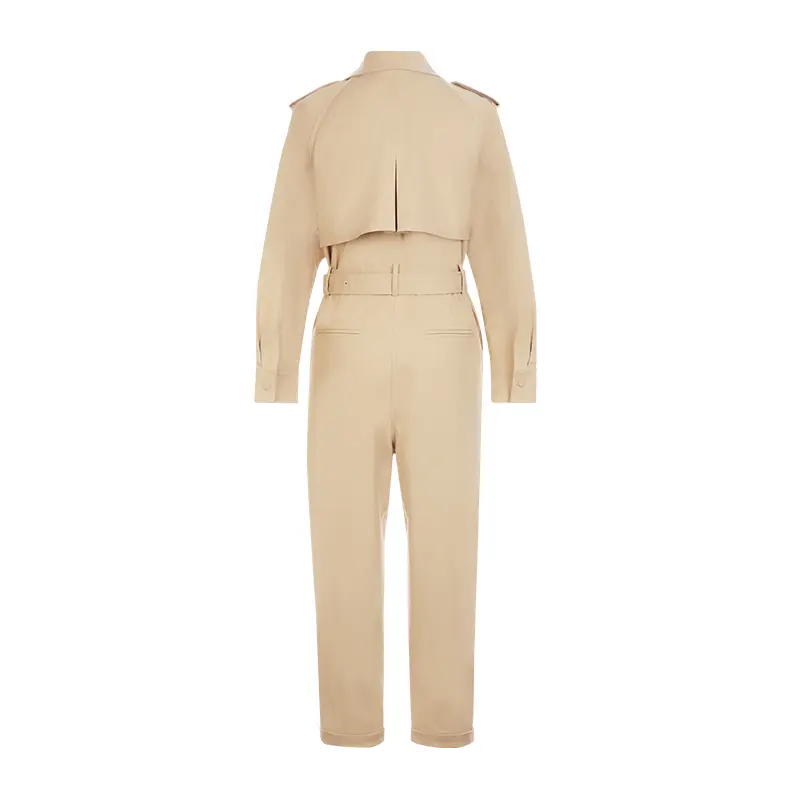 SS23116 Cotton Drill Long Sleeve Button Up coat  belot Playsuit Jumpsuit.