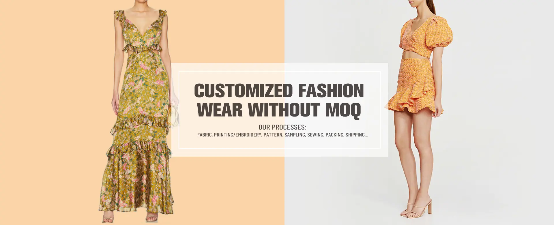 SS2381 Viscose Digital Printed Deep Neck Cut Out Waist Frill Long Dress