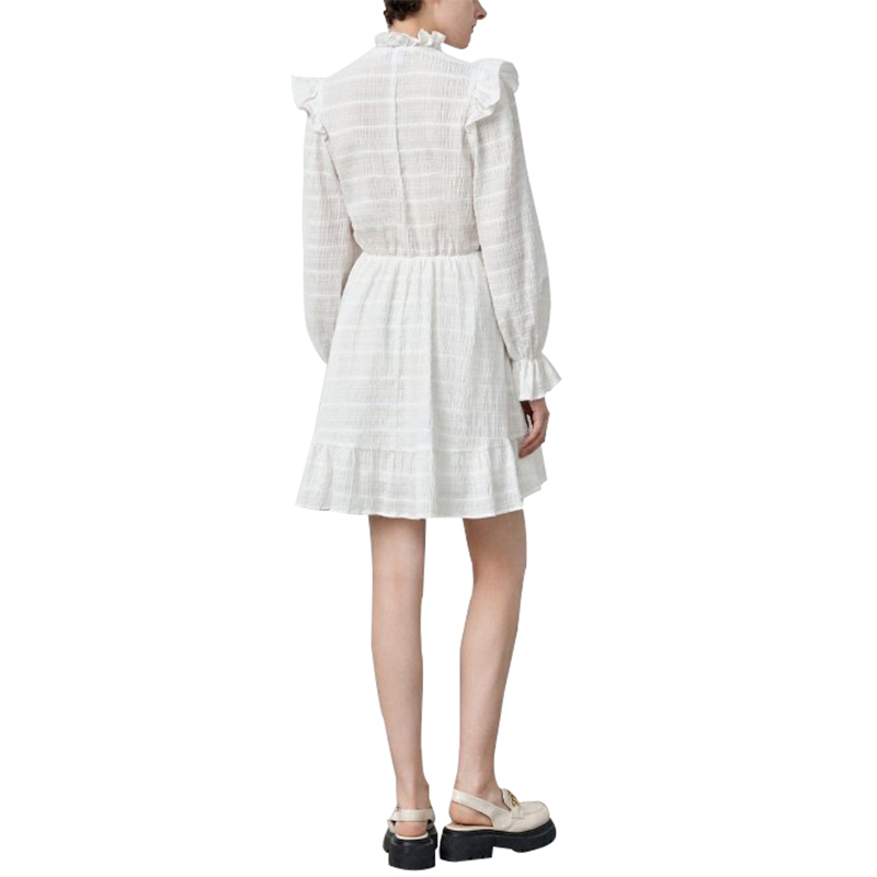 SS2389 Cotton Stripe Jacquard Long Sleeve Frill Neck shorts Playsuit Jumper (4)