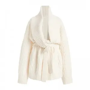 SS230728 Wool Cashmere Big Lapel knit Jacket with blet