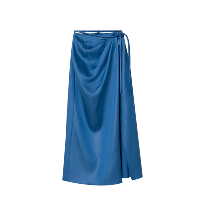 SS2327 Cupro V neck tied Crop top and Wrap tied skirts