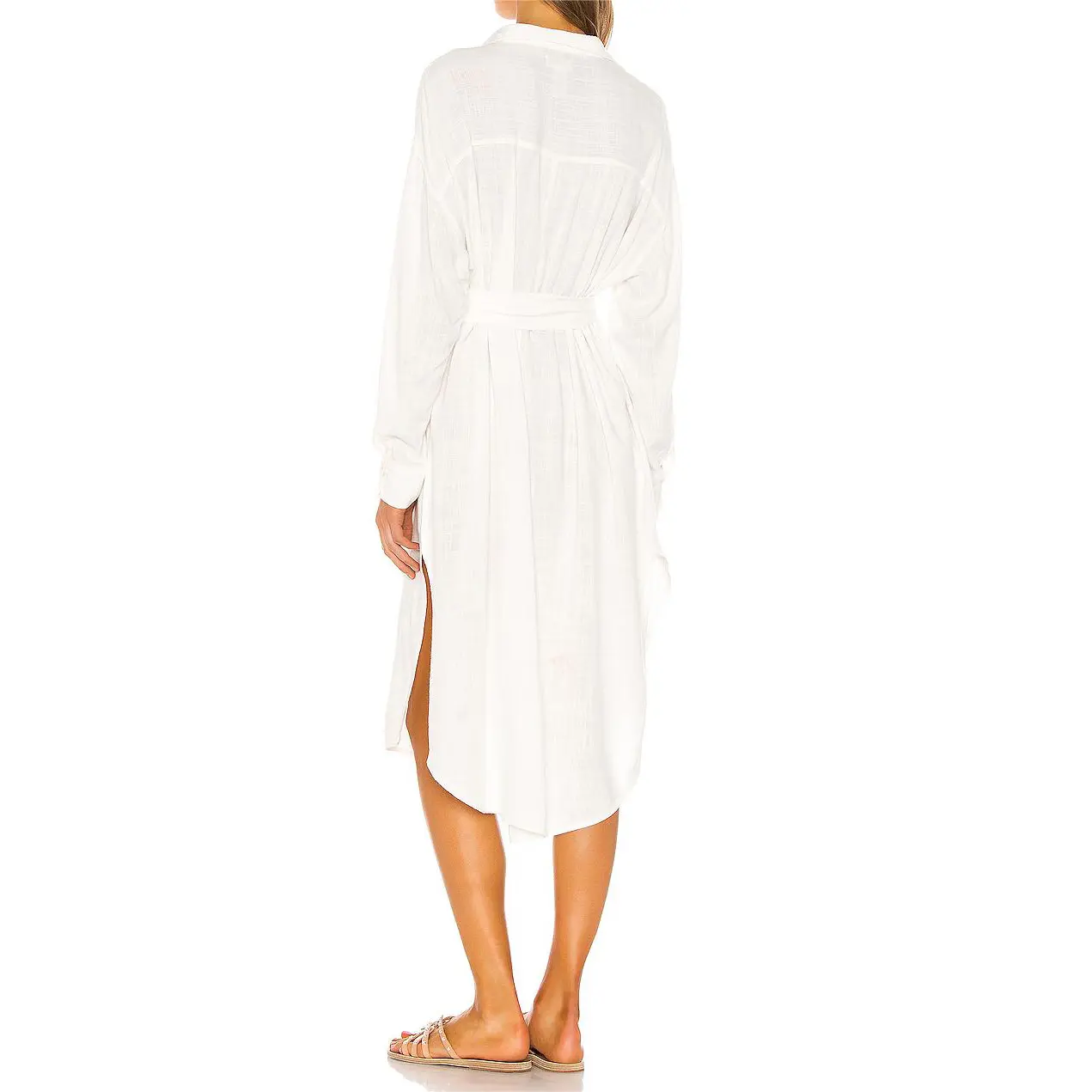 764 Buttoned Shirt With Waist Tie Dress