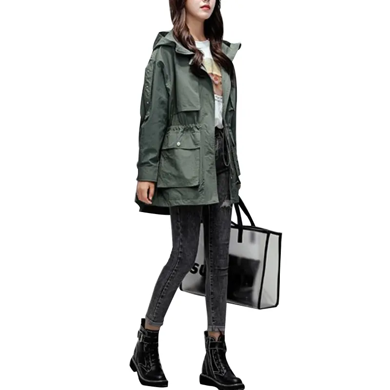 SS23104 Cotton Poplin be washed zipper Coat hoodie Jacket