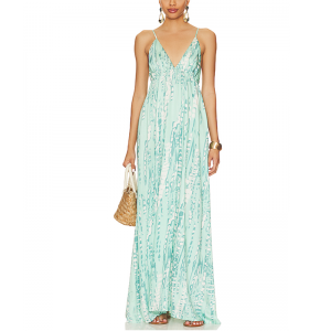 SS230714 Rayon Stripe Digital printed long adjustable strape cup long Lightweight, flowing fabric with ruffled hem Max dress