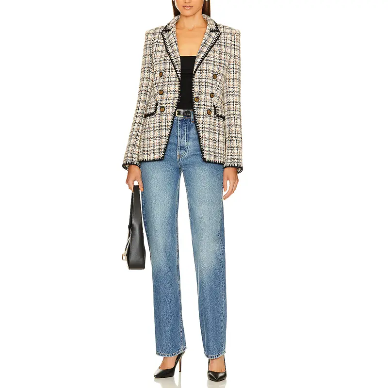 SS230722 Womens Lapel Veronica Beard Yarn dyed Jacket Blazer