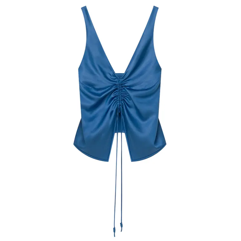 SS2327 Cupro V neck tied Crop top and Wrap tied skirts  (4)