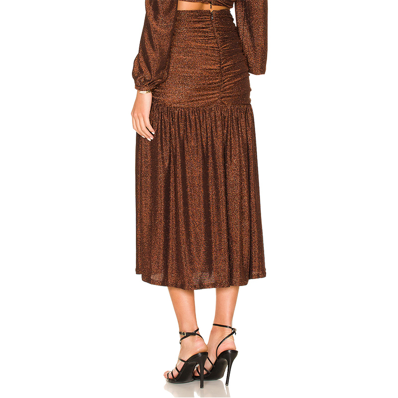 744  Vicose/Metal Knit High Split Crink Skirt Dress