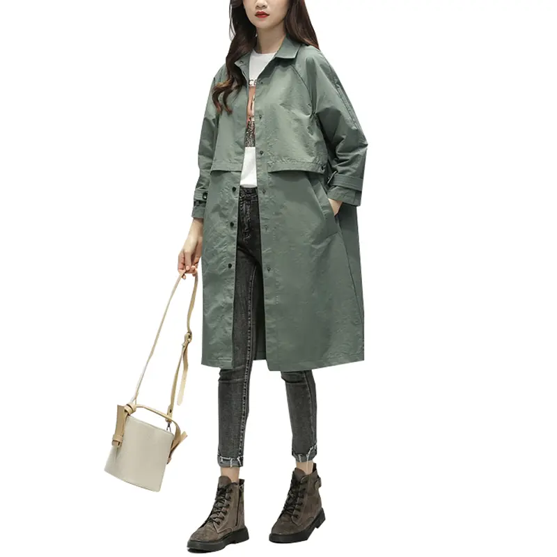 SS23103 Cotton Poplin be washed Shirt Neck long Jacket Coat (5)