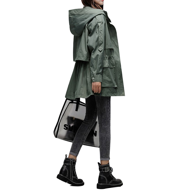 SS23104 Cotton Poplin be washed zipper Coat hoodie Jacket (2)