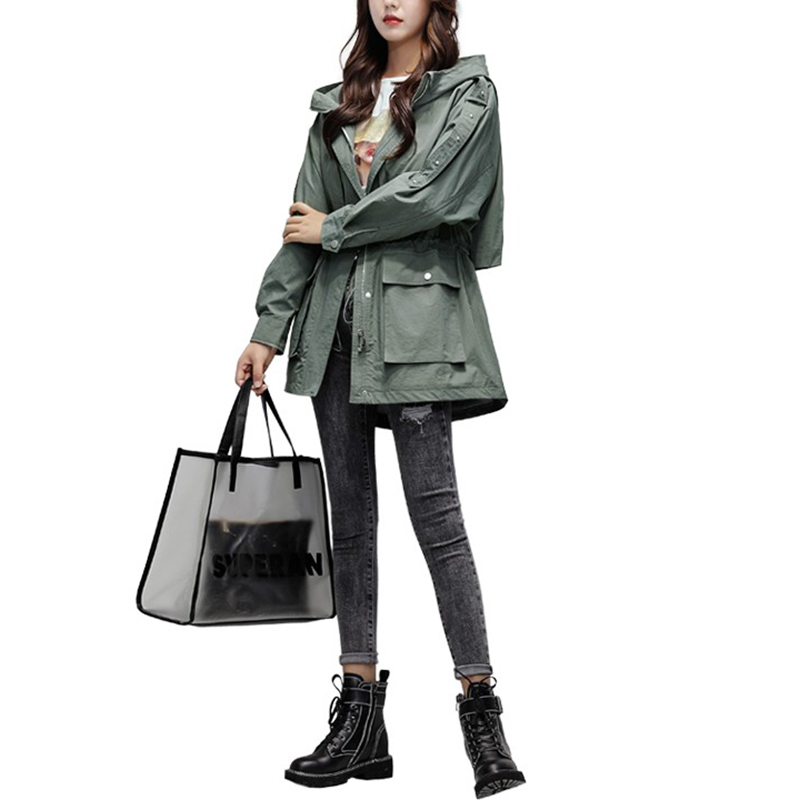 SS23104 Cotton Poplin be washed zipper Coat hoodie Jacket (1)