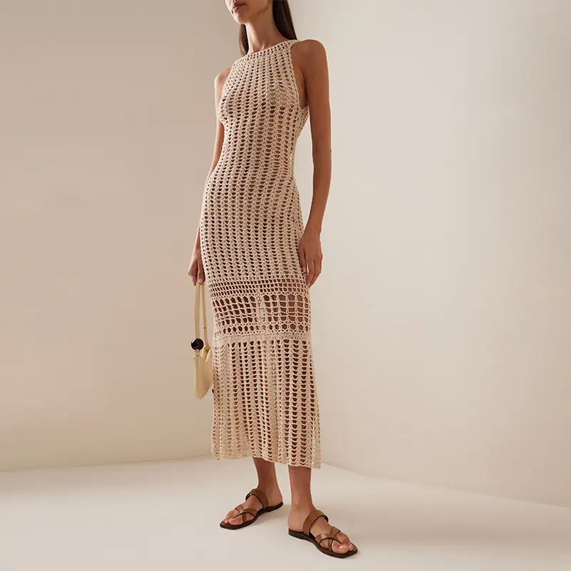 755 Crotch Knit long Tank Dress swim Ivory Long dress