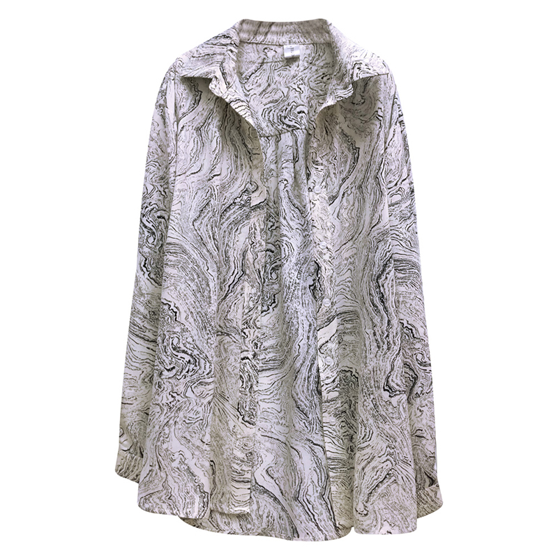 SS2306 Cotton ink digital print long sleeve womens blouse shirts (3)