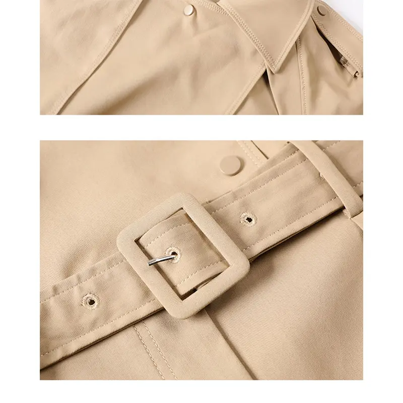 SS23116 Cotton Drill Long Sleeve Button Up coat  belot Playsuit Jumpsuit.