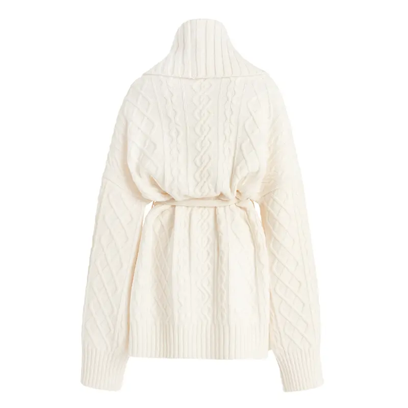 SS230728 Wool Cashmere Big Lapel knit Jacket with blet