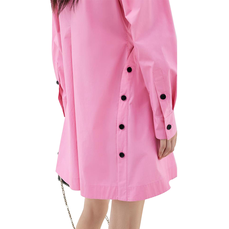 SS2342 Cotton Pink Crinkled Button Up Long womens blouse shirts