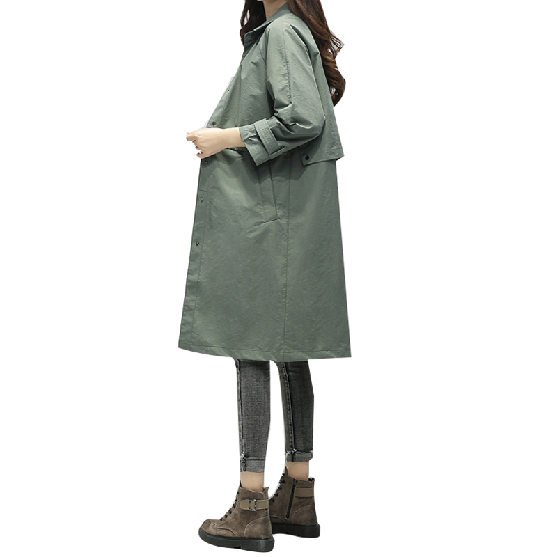 SS23103 Cotton Poplin be washed Shirt Neck long Jacket Coat (4)
