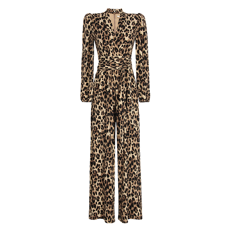 SS2311 Rayon Viscose Leopard printed Veck playsuit Jumper   (1)