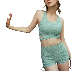 SS230703 Outdoor sports underwear Leopard print Breathable cool yoga Top and Shorts