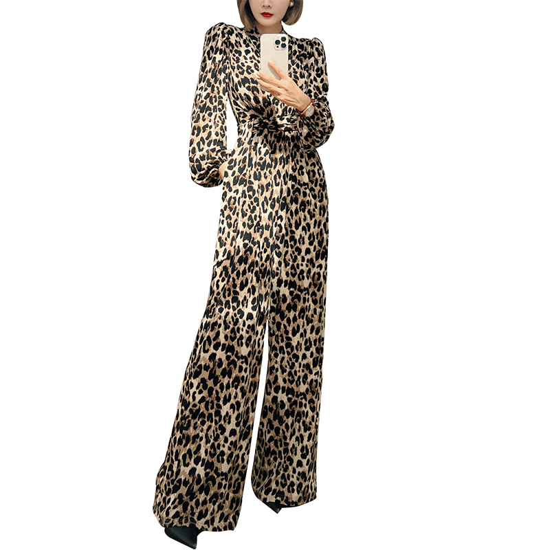 SS2311 Rayon Viscose Leopard printed Veck playsuit Jumper (2)