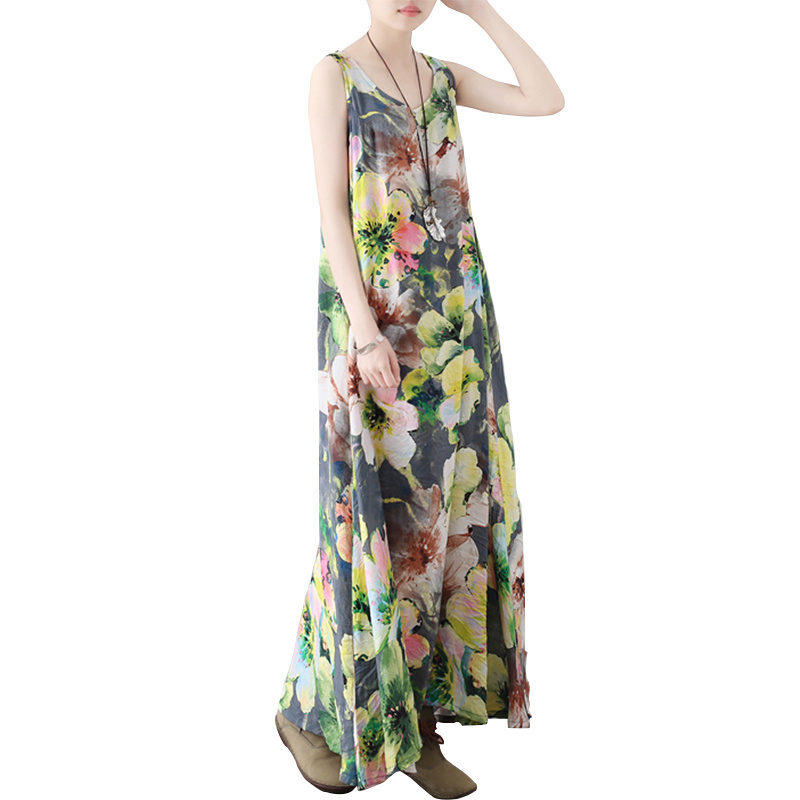 SS2377 Rayon Digital Printed Tank Scoop Neck Long dress (3)