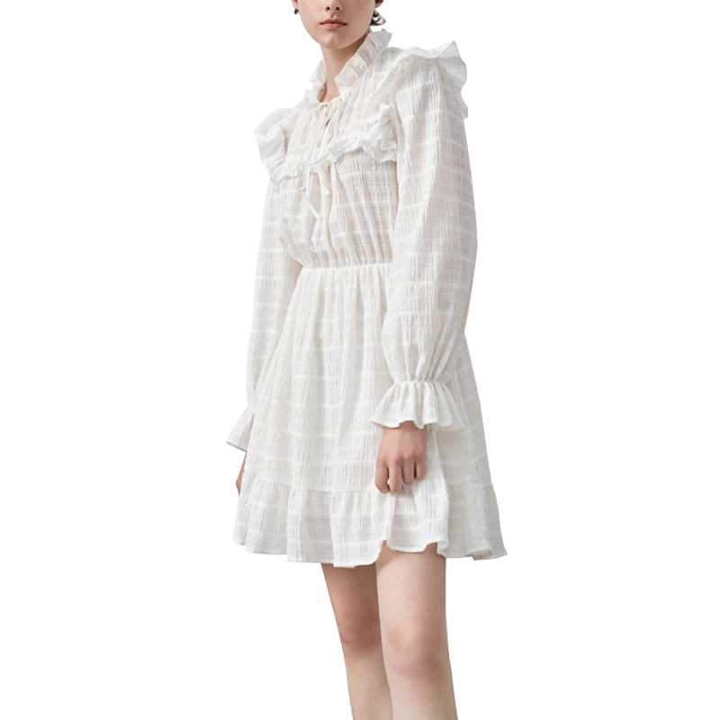 SS2389 Cotton Stripe Jacquard Long Sleeve Frill Neck shorts Playsuit Jumper (2)