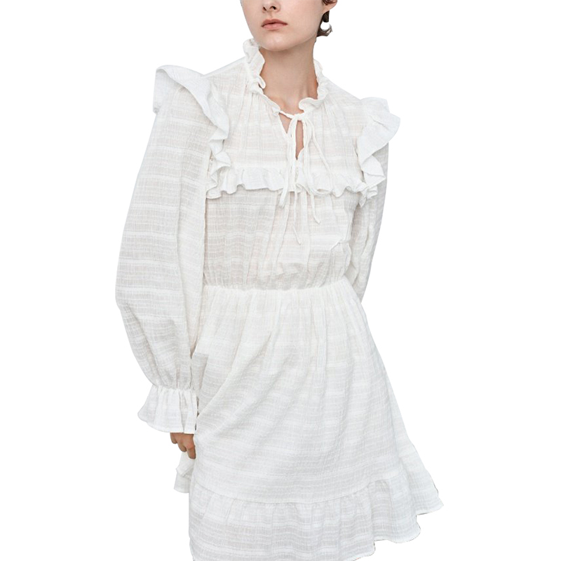 SS2389 Cotton Stripe Jacquard Long Sleeve Frill Neck shorts Playsuit Jumper (3)