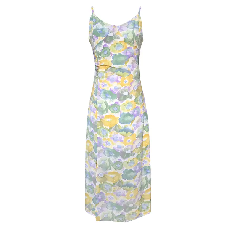 Cotton stretch digital print slip suspenders midi dress (6)
