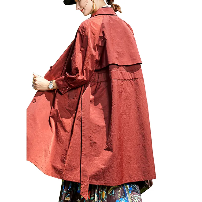 SS23106 Cotton Blend blet Loose stand neck Raglan mid sleeve coat Jacket