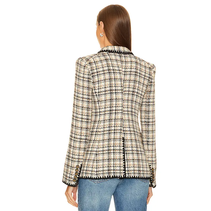 SS230722 Womens Lapel Veronica Beard Yarn dyed Jacket Blazer